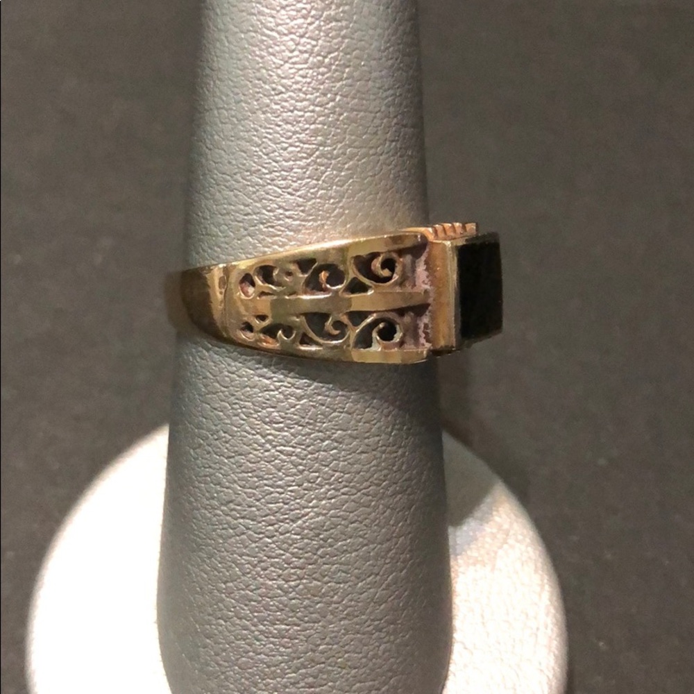 Copper ring with Black Onyx stone size 8 - Picture 2 of 4